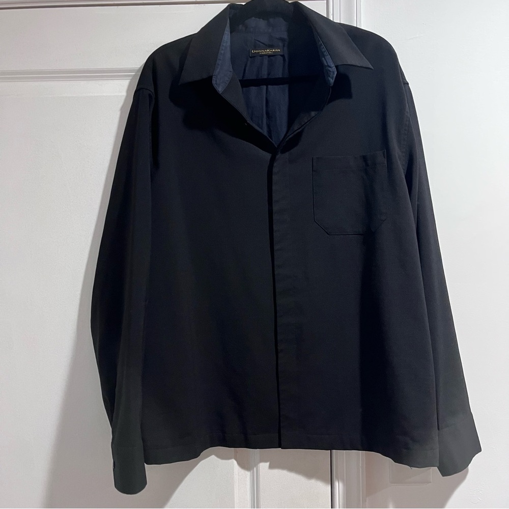 Donna Karan Signature Women’s L Wool Cotton Button Down Long Sleeved Shirt